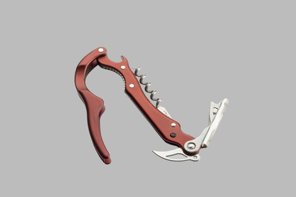 Morgan King Multi-Opener, Corkscrew, Bottle Opener, and Champagne Cork Removal Tool ( Burgundy )  with Wine Foil Remover