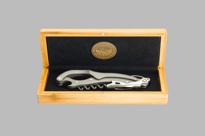 Morgan King Multi-Opener, Corkscrew, Bottle Opener, and Champagne Cork Removal Tool ( Titanium )  in Presentation Box